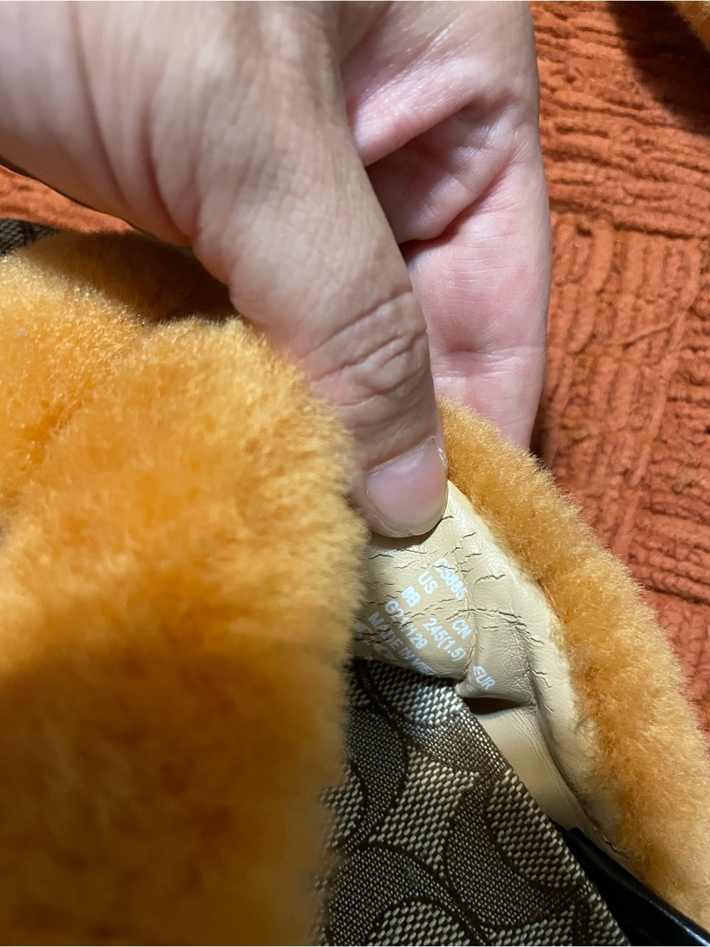 Coach Tally Orange Shearling Cross-Band Slingbacks with Signature Canvas - Picture 13 of 13